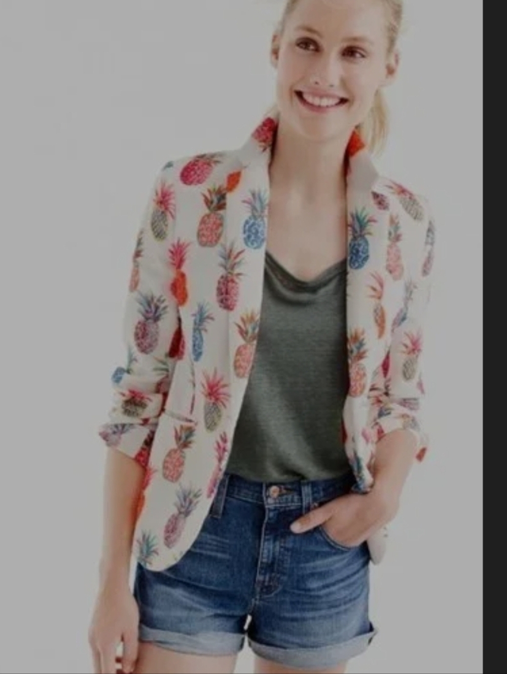 J.Crew Collection Campbell Blazer - White with Yellow Accent